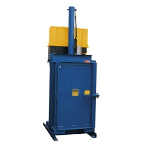 The hydraulic drum compactor reduces 55 gallon drums to about 6